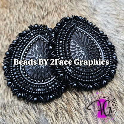 Beaded Black tear drop