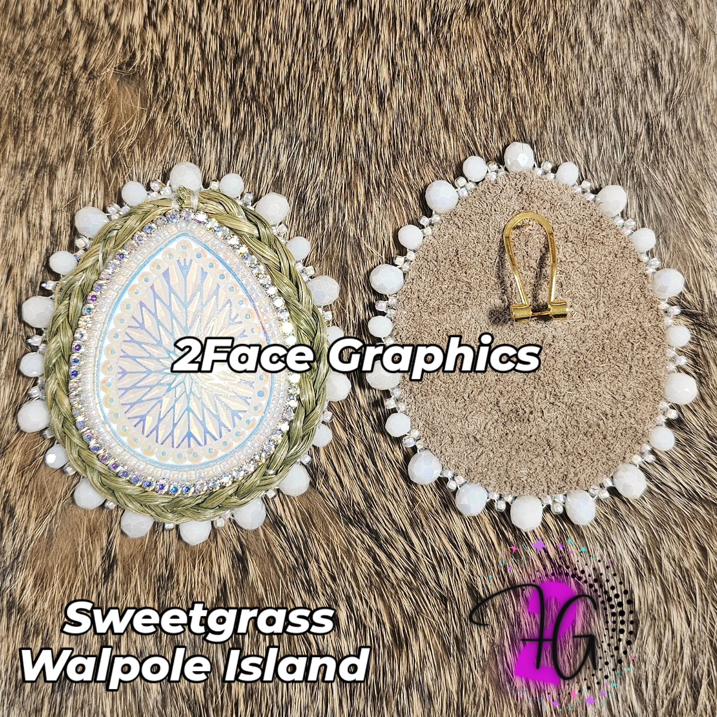 Sweetgrass teardrop beaded earrings AB crystal