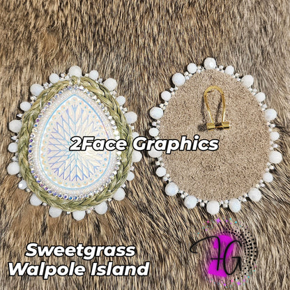 Sweetgrass teardrop beaded earrings AB crystal