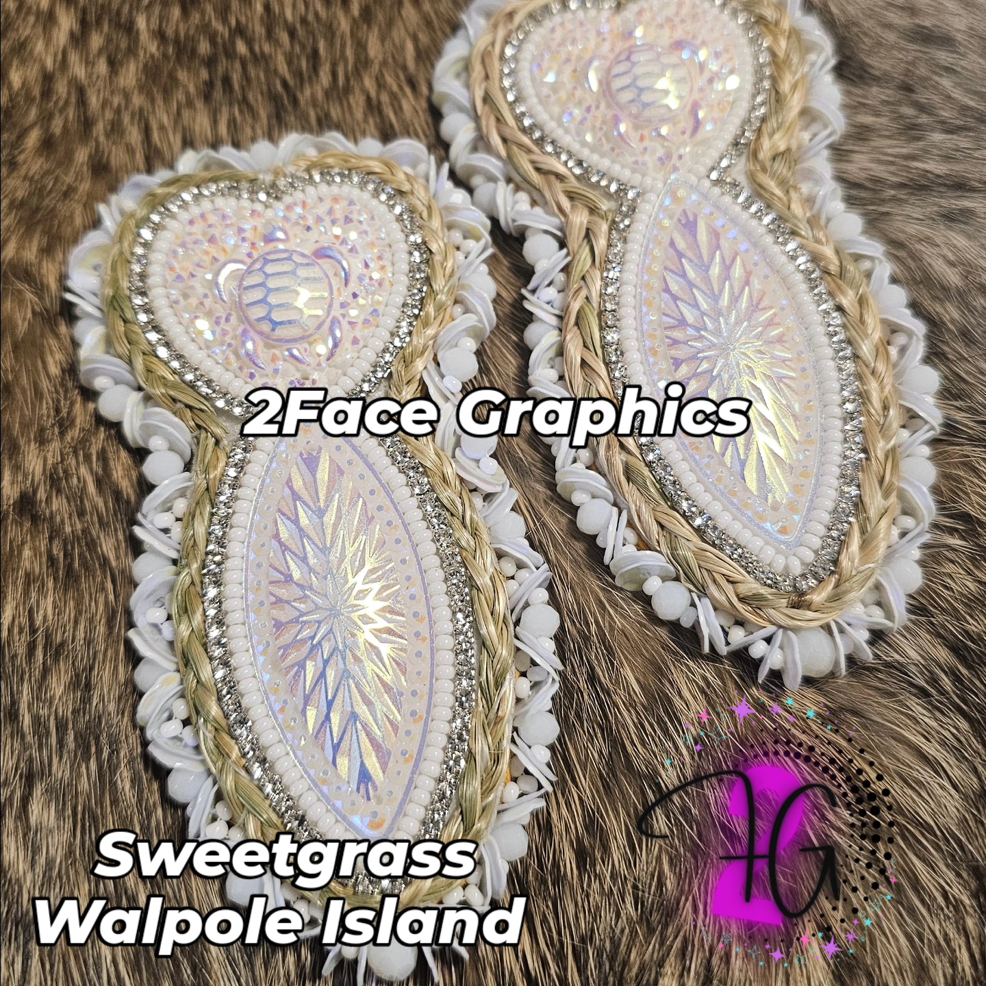 Sweetgrass Turtle beaded earrings