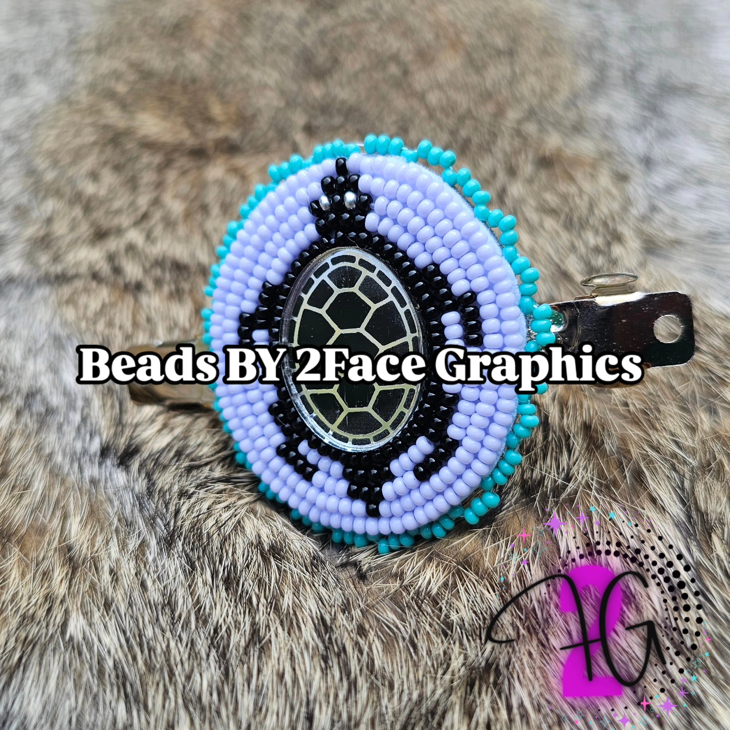 Male Turtle shell with purple/black hair clip
