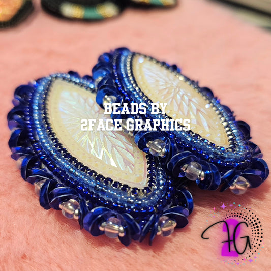 Royal blue fade with sequin white silver edging