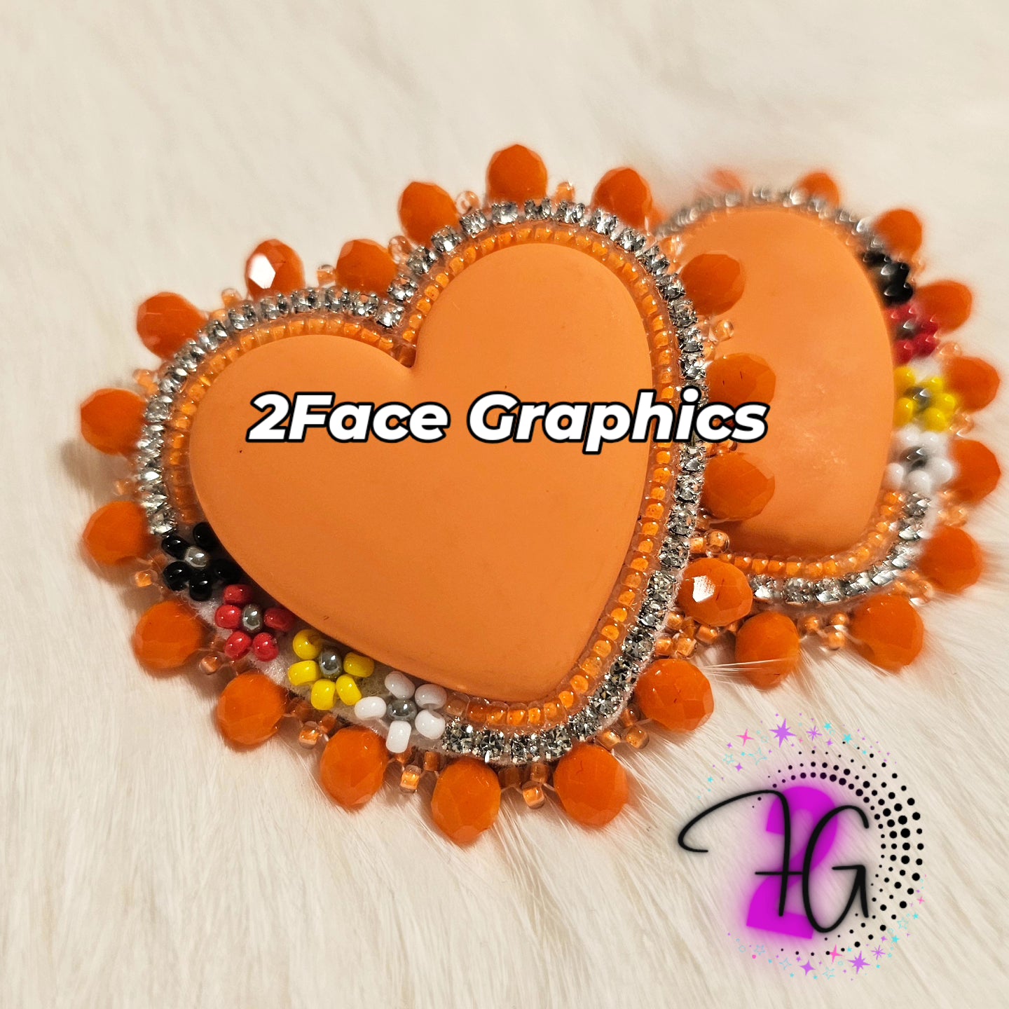 Orange beaded heart