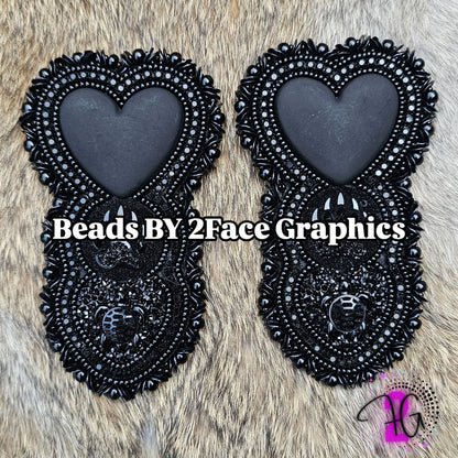 Black rhinestone black beads,black heart,bear claw, turtle