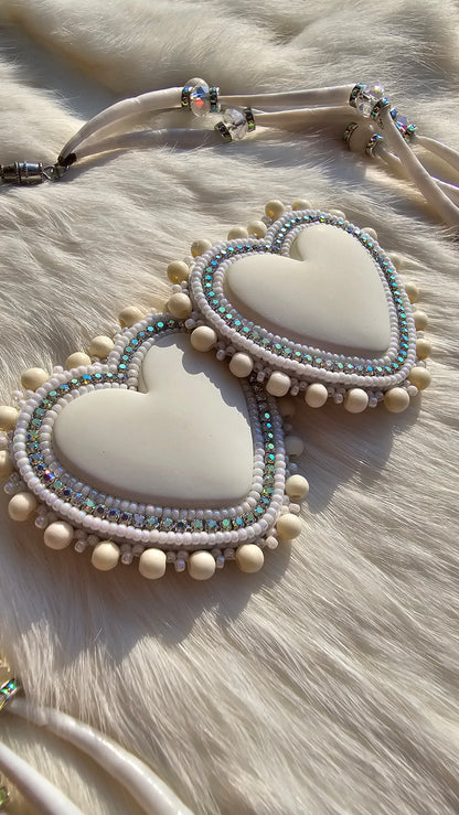White dentalium necklace earring set
