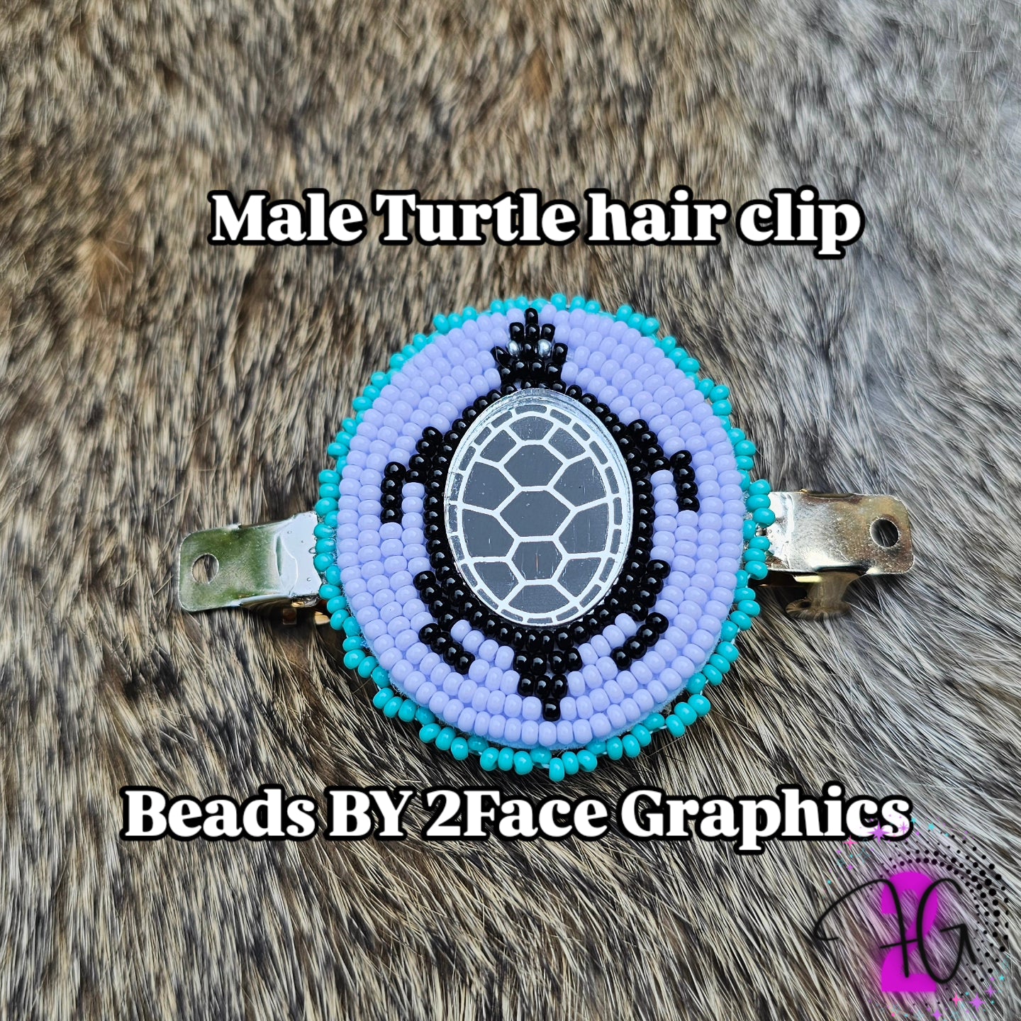 Male Turtle shell with purple/black hair clip
