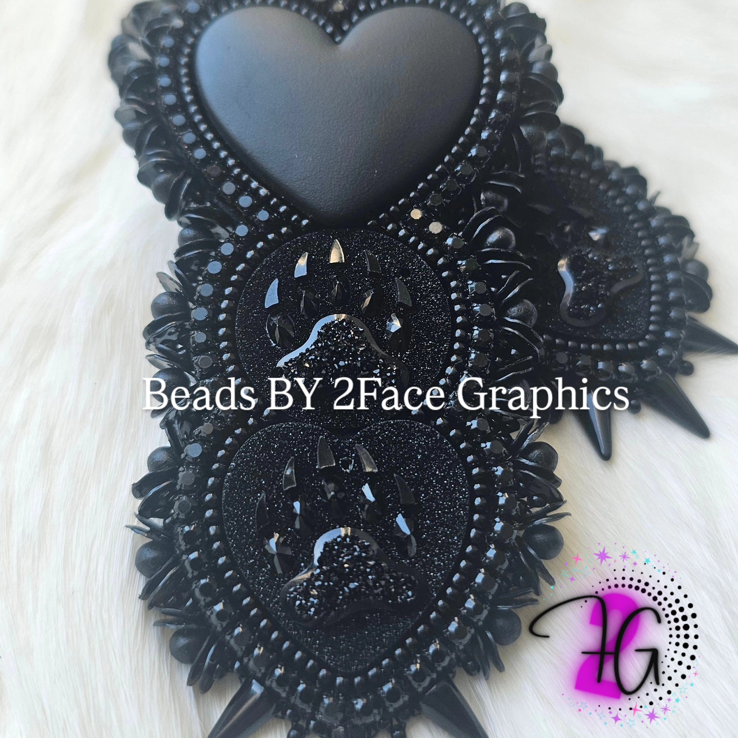 Bear claw bone beaded earrings 2Face Graphics