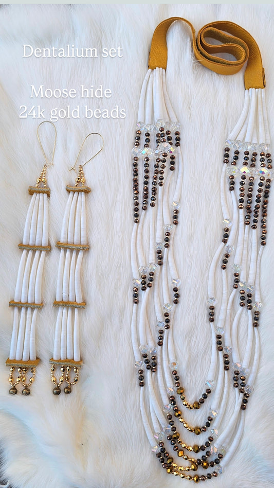 Dentalium necklace earring set