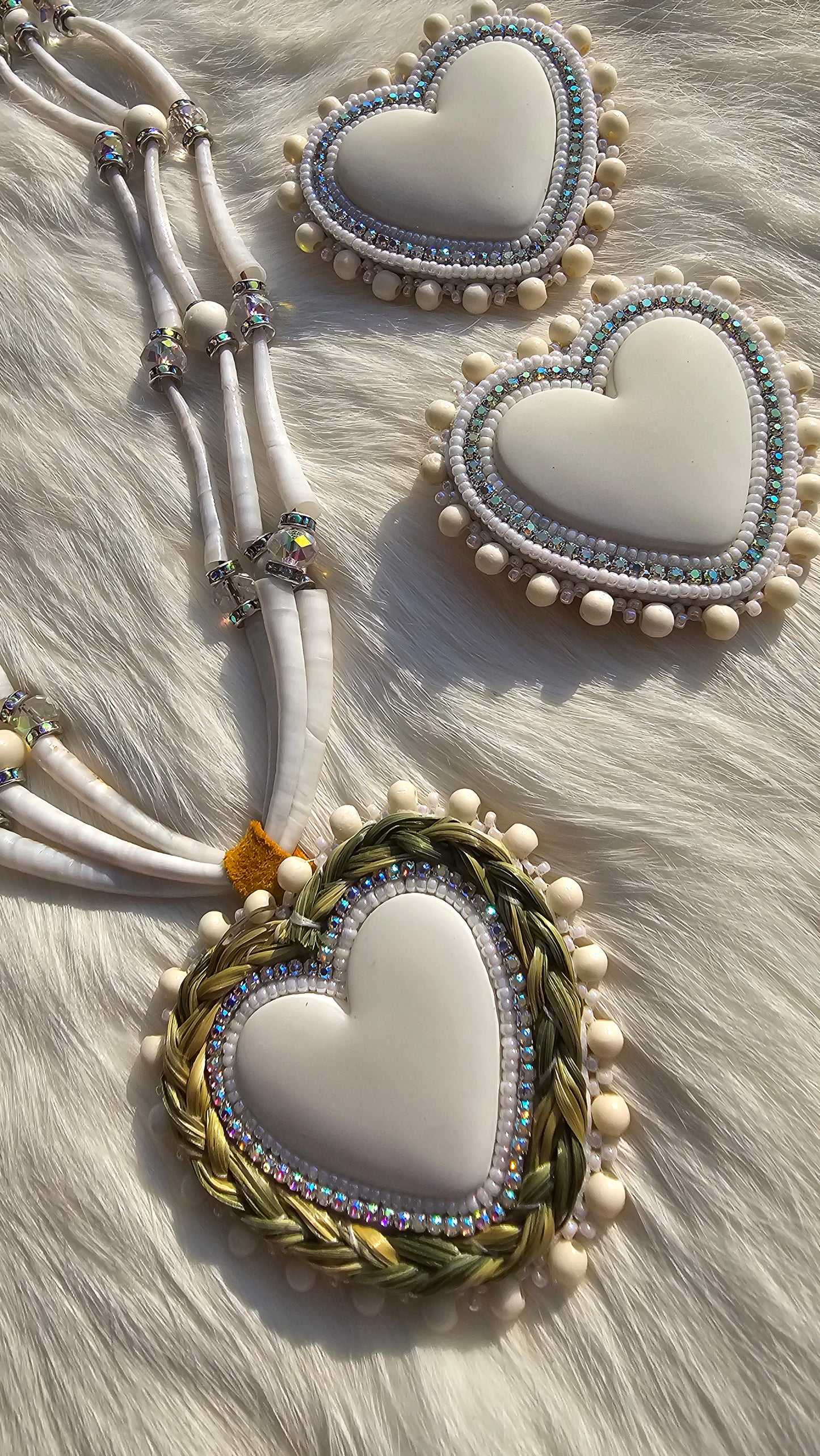White dentalium necklace earring set