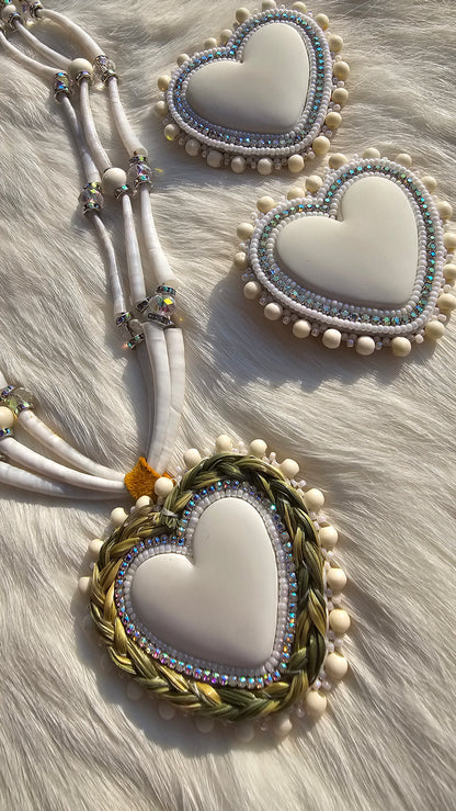 White dentalium necklace earring set