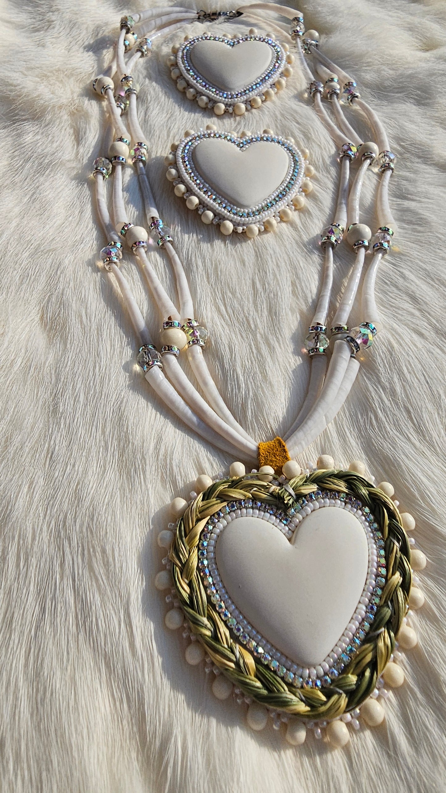 White dentalium necklace earring set