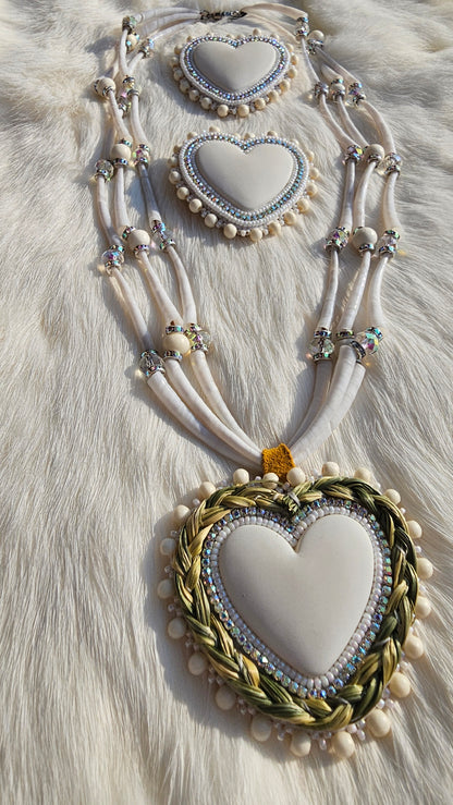 White dentalium necklace earring set