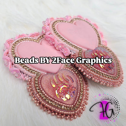 Baby pink,pink sequin edging and dark pink sparkling bear claw