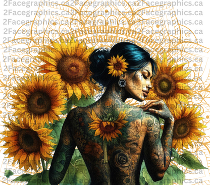 Tatto Babe Mandala and Sunflowers